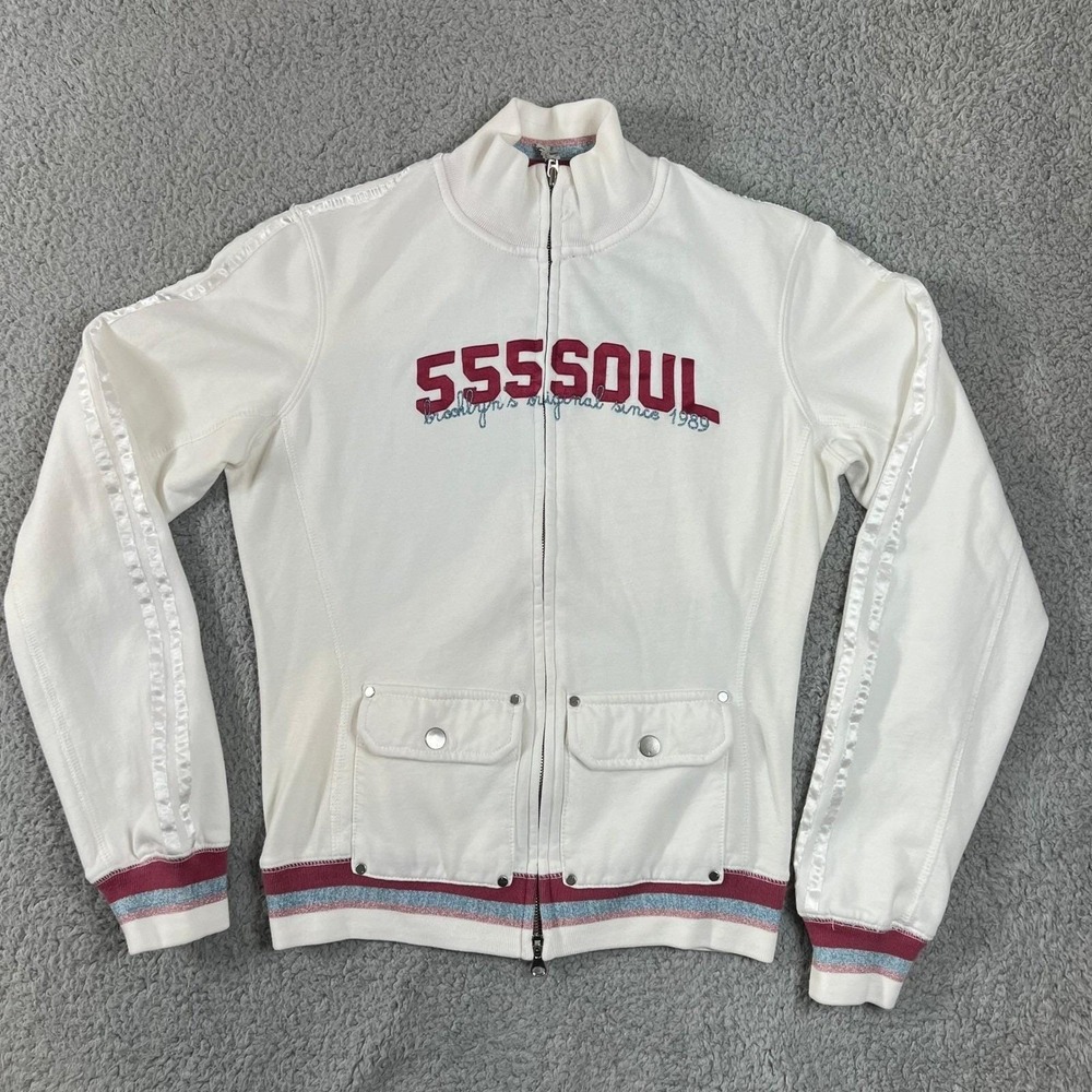 Triple Five Soul Track Jacket Women's M White Pockets Y2K Streetwear VTG NWT